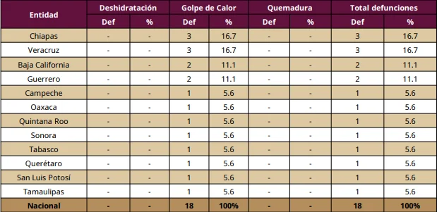 Veracruz, primer lugar nacional en muertes por golpe de calor